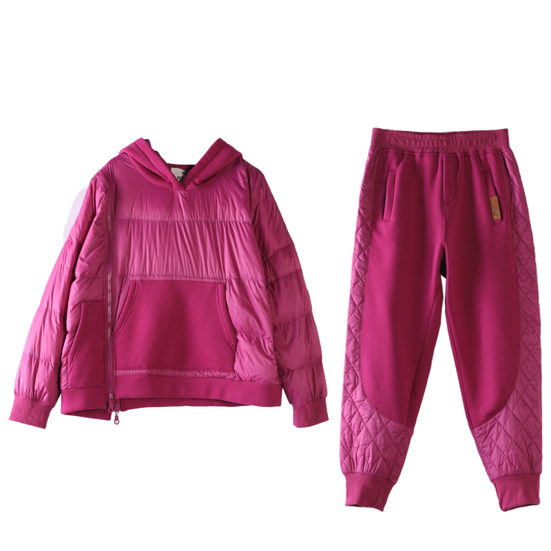 皇森2020年h新款冬季羽绒服羽绒裤两件套时尚连帽保暖休闲套装女