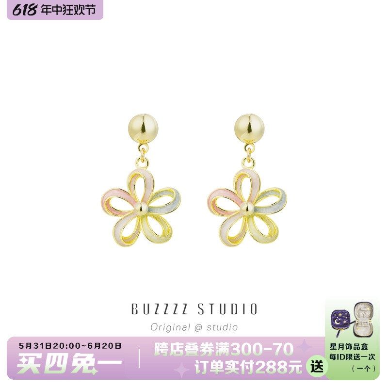 夏季彩色花朵耳环小众气质甜美清新百搭简约耳环无耳洞耳夹耳饰,饰品/流行首饰/时尚饰品新,耳环,淘宝优惠券,粉丝福利购,淘宝优惠卷