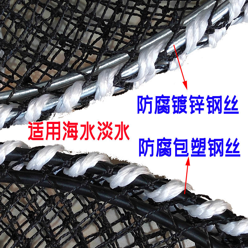 现货海用螃蟹笼蟹笼加粗加重折叠圆形F弹簧笼子抓螃蟹笼海边捕蟹
