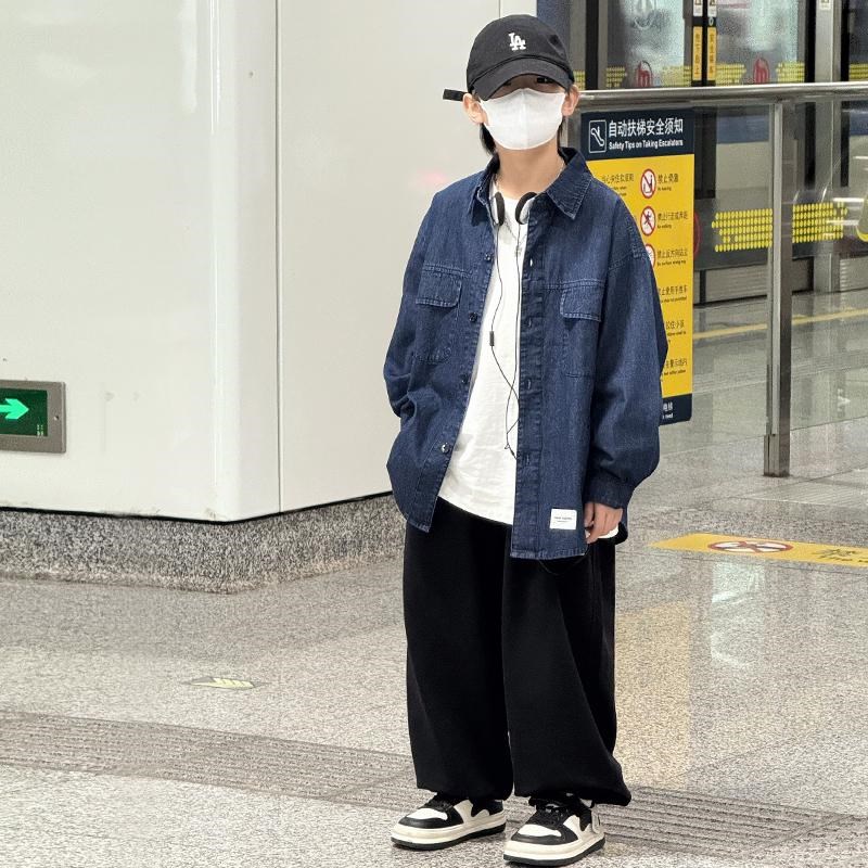 男童衬衫儿童牛仔外套春秋款2025新款上衣春季男孩春装童装洋气潮