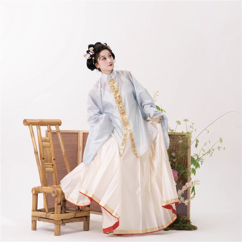 桑谣记【b抱香】明制汉服 妆花立领琵琶袖纱衫 织金窄底襕纱马面