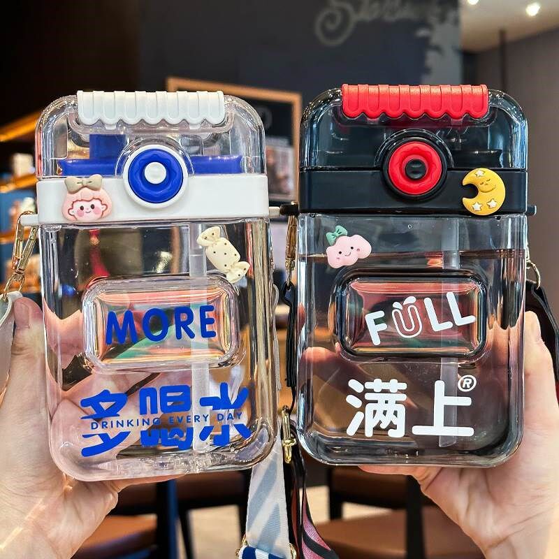 方形水杯女生高颜值塑料网红吸管杯子扁平便携学生男双饮杯随手杯,节庆用品/礼品,文化创意杯子,淘宝优惠券,粉丝福利购,淘宝优惠卷