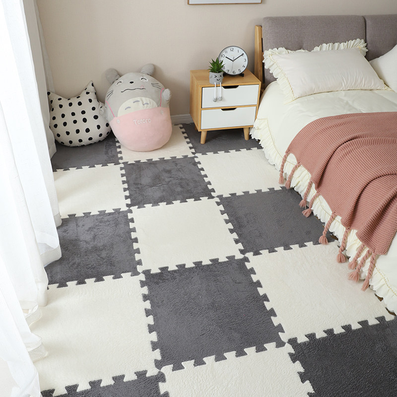 50厘米拼接地毯绒面卧室满铺公主风地毯床边地垫水洗裁剪家用垫子