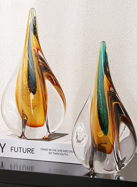 彩色水滴琉璃艺术摆件现代简约客厅酒店样板间博古架桌面装饰送礼