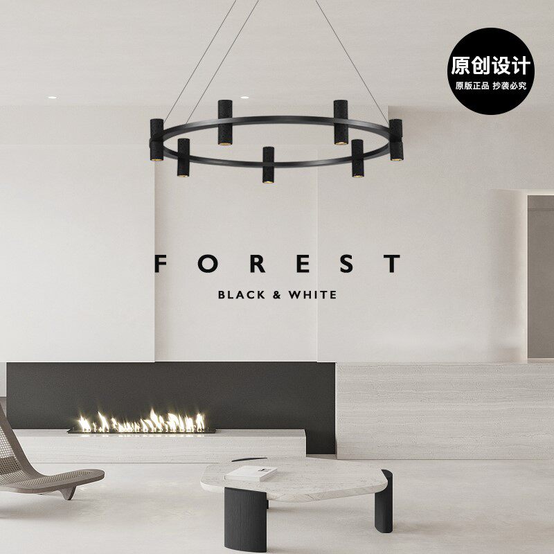 黑白森林 极简i客厅吊灯现代简约意式设计感全铜圆环饭厅卧室灯具