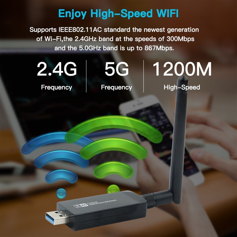 推荐.Dual Band 1200Mbps USB RTL8812AU Wireless 1200 Wlan USB 五金/工具 其他机电五金 原图主图