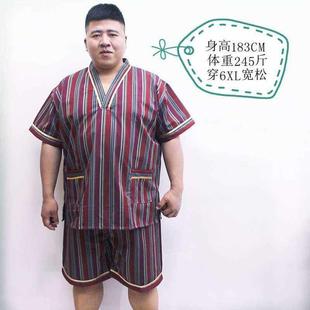 条纹时尚 特大号按摩服300斤浴衣桑拿服加肥加大养生服 大码 汗蒸服