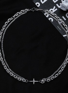 现货Hip Hop Stiainless Steel Cross Necklace for Women Men Pu