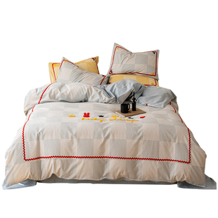 学院风简约纯棉床上四件套床笠款儿童男生女生O高低床宿舍三件套1