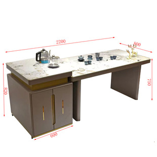 直销轻奢岩板高端多功能茶桌岛台现代简约家用Q办公可移动餐桌椅