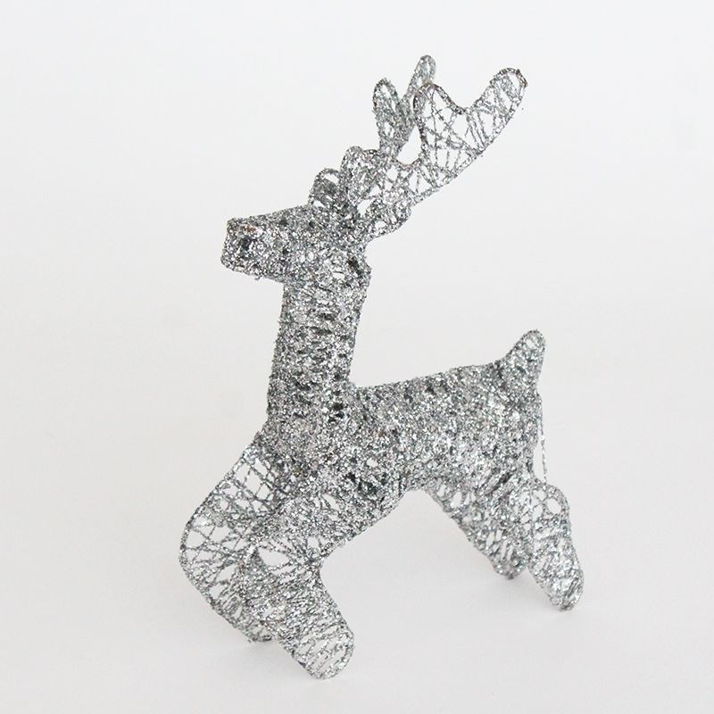 金粉铁艺金色圣诞鹿摆件麋v鹿圣诞节装饰品发光鹿拉车冬季橱窗装