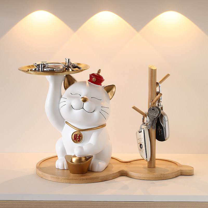 现货创意b招财猫钥匙收纳摆件进门入户玄关家居装饰品乔迁新居开