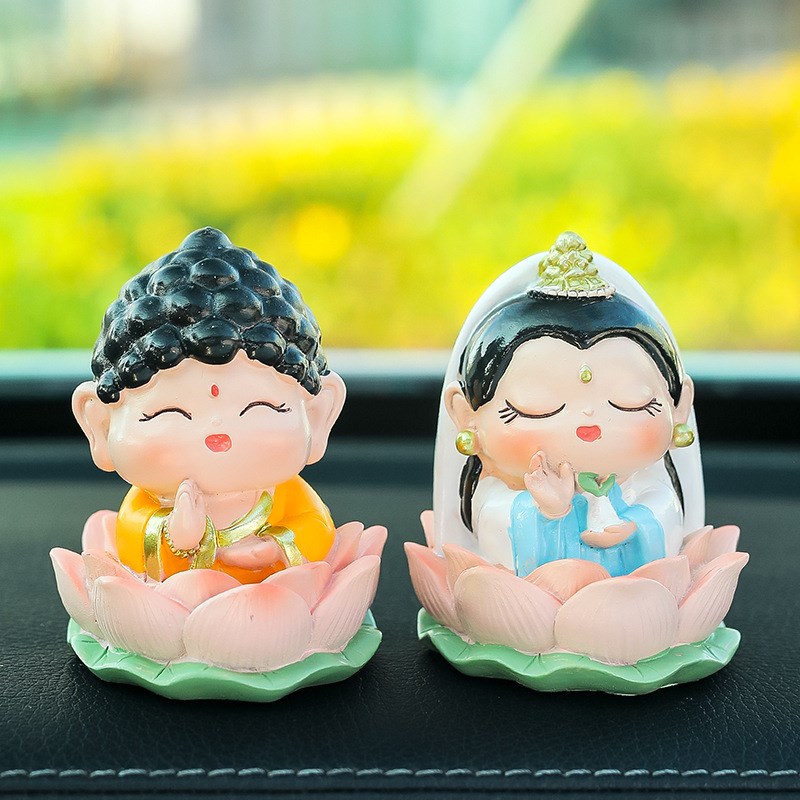 欢喜小神仙好运莲莲如来观音财神车载摆件汽车车内中控台装饰礼物