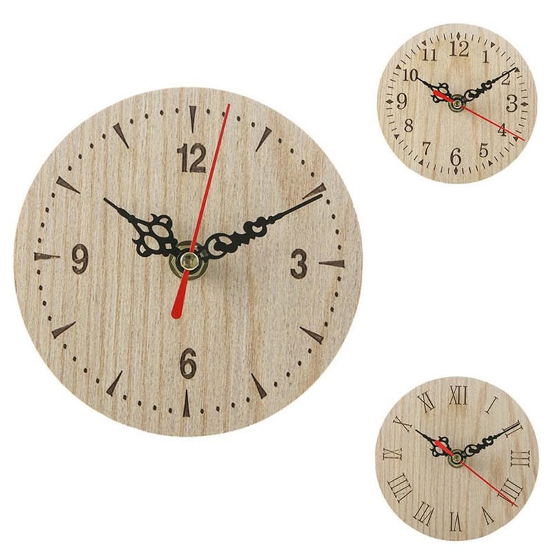 European And American Circular Wooden Small Clock Creative R