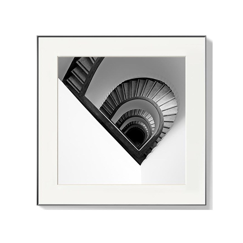 黑白摄影照片挂画建筑正方形工业风装饰画客厅沙发背景玄关样板画图片