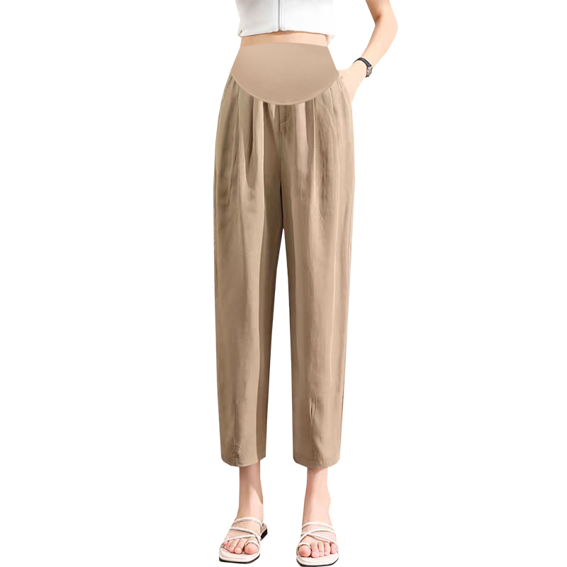 孕妇裤子女夏季薄款外穿棉麻x裤小个子孕早期直筒九分打底裤春夏