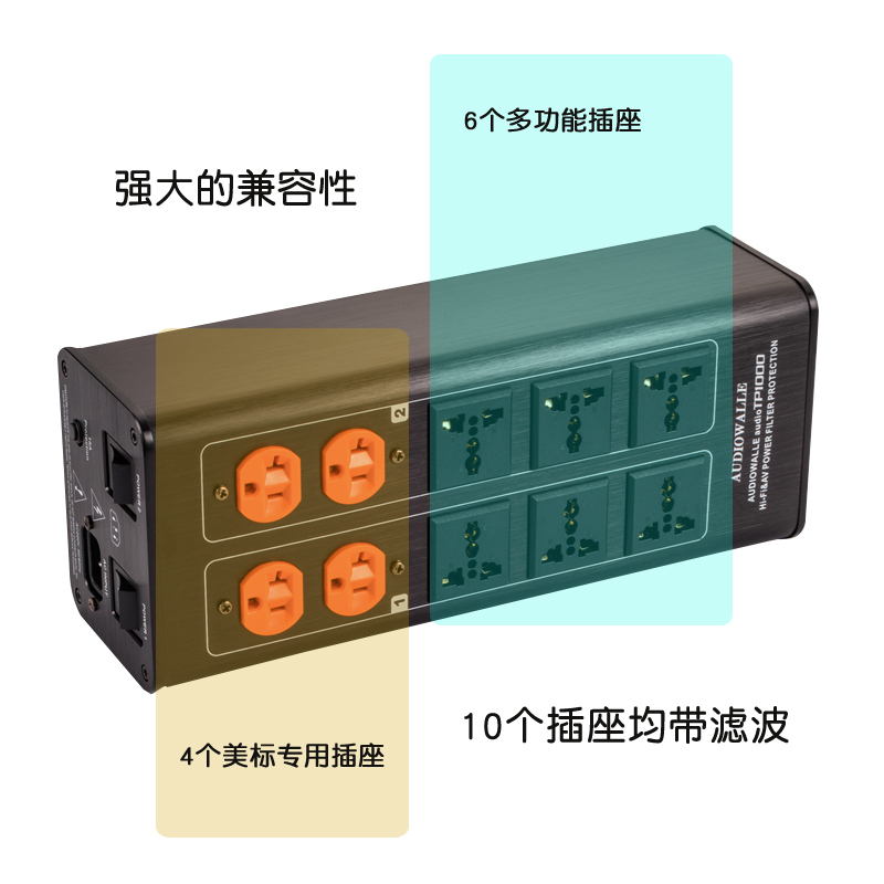 TP1000电源滤波器插座发烧音响电源净化器防雷防浪涌滤波排插