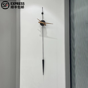 黑色大气石英钟 现代简约挂钟客厅家用时尚 创意北欧时钟表静音个性