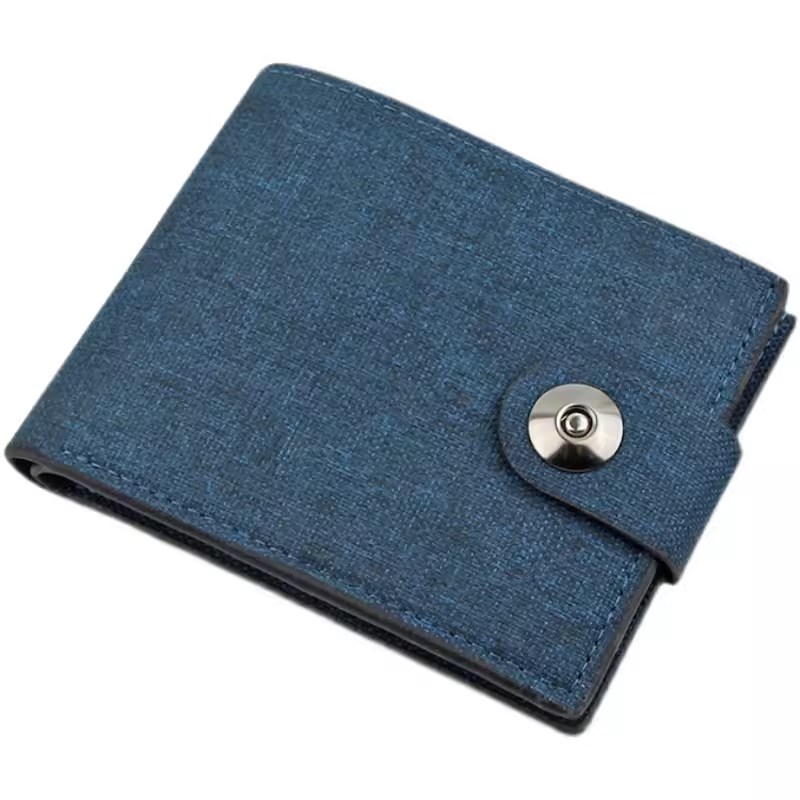 2024新款男士帆布磁扣钱包男短款超薄简约皮夹青少年韩版潮牌钱夹