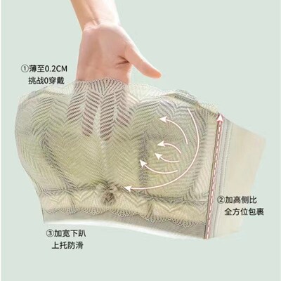 薄款抹胸无肩带内衣超薄聚拢防滑大胸显小胸无钢圈胸围多用肩带