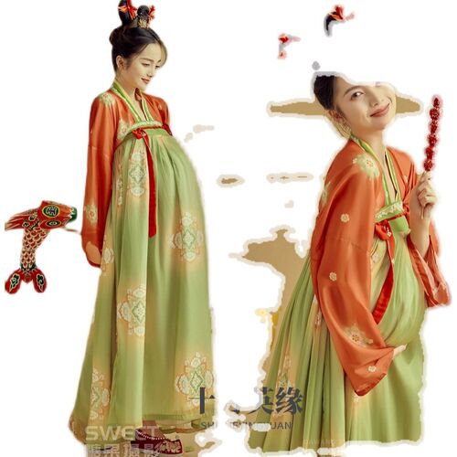 孕妇照服装新款影楼摄影孕妈艺术照复古唐宫夜宴汉服孕妇写真衣服