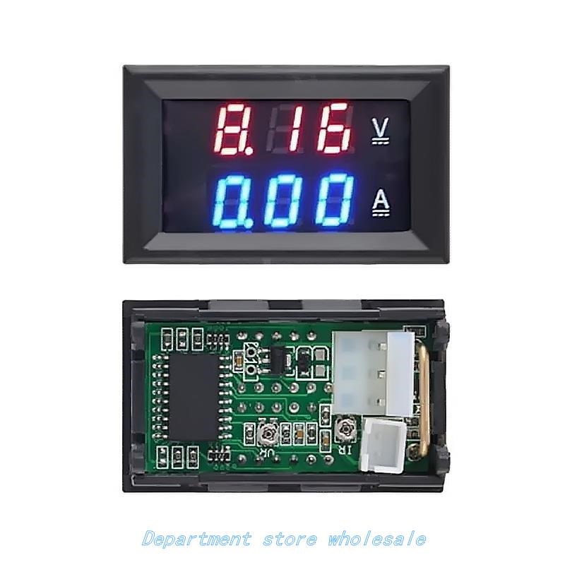 网红DC 100V 10A Voltmeter Ammeter Blue+ Red LED Amp Dual Di