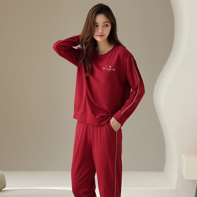 带胸垫睡衣女士秋冬红色长袖春秋款休闲运动家居服套装可外穿,女士内衣/男士内衣/家居服,睡衣/家居服套装,淘宝优惠券,粉丝福利购,淘宝优惠卷