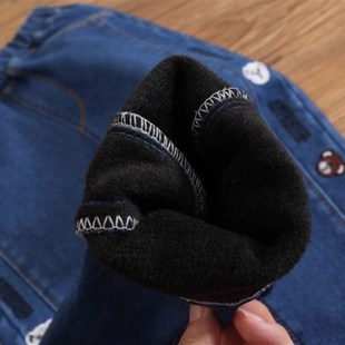 冬季 子百搭外穿老爹裤 一体绒新款 洋派儿童裤 子 时尚 女童加绒牛仔裤