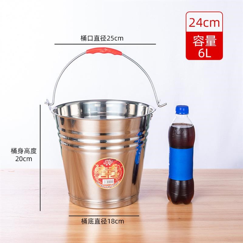 不锈钢水桶手提式幼儿园大容量家用储水带盖圆桶酒店油桶铁皮铁桶