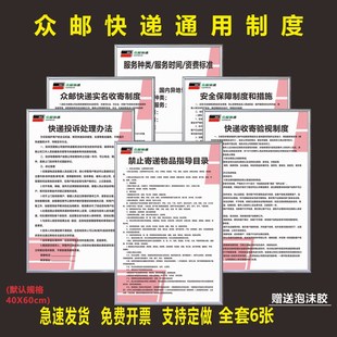 众邮快递公司管理制度 收寄验视 投诉处理制度一套展示提示标语牌