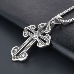 Cross imitates necklace pendant steel old 推荐 perso titanium