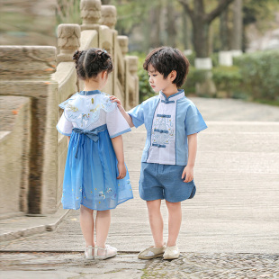 推荐 男童中国风唐装 汉服女童超仙古装 六一儿童演出服夏季 幼儿园服