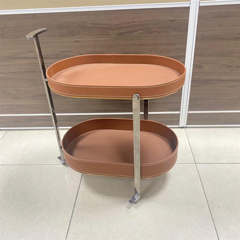 轻奢马鞍皮沙发边几客厅阳台可移动置物角几设计感小户型推车茶几