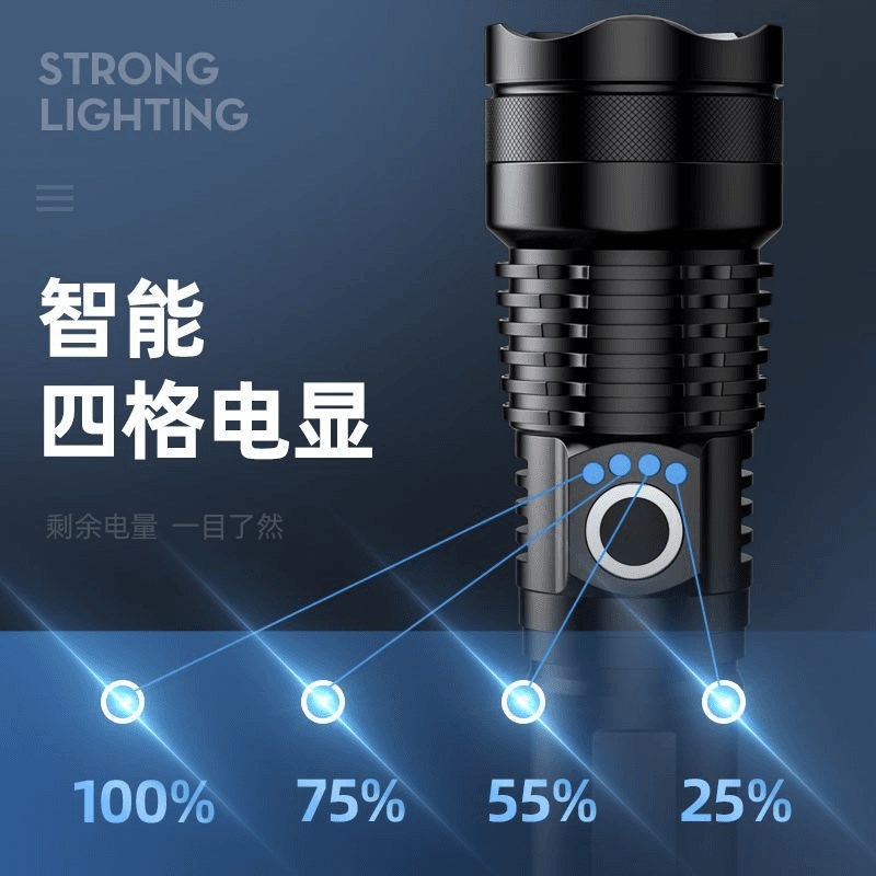 暗月强光手电筒变焦超亮激光户y外可充电远射便捷多功能耐用长续