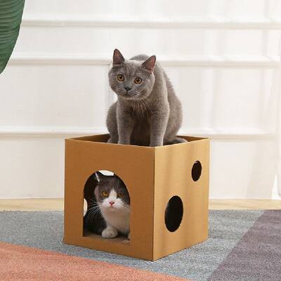 极速Cat House Corrugated Paper Scratcher Board Toy Kennel Ne