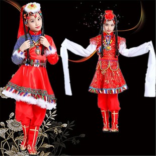 儿童少数民族服装藏族舞蹈服蒙古袍男童民族风筷子舞服
