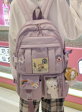 现货Purple Nylon Backpasck for Women Large Capacity Backapck