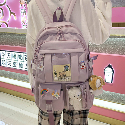 现货Purple Nylon Backpasck for Women Large Capacity Backapck