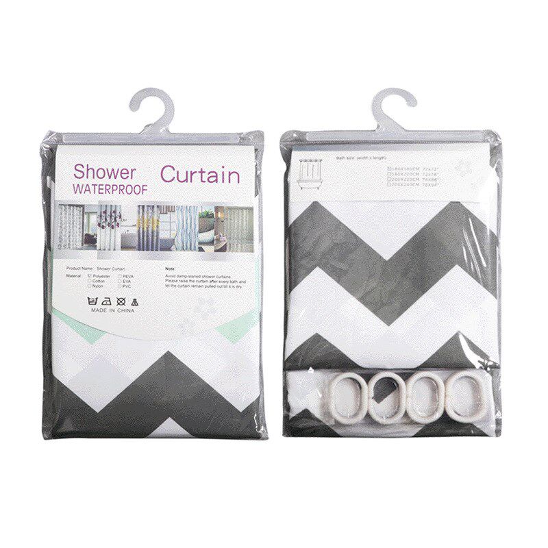 浴室简约条纹涤纶浴帘多色欧式印花F厕所帘卫生间隔断防水淋浴帘