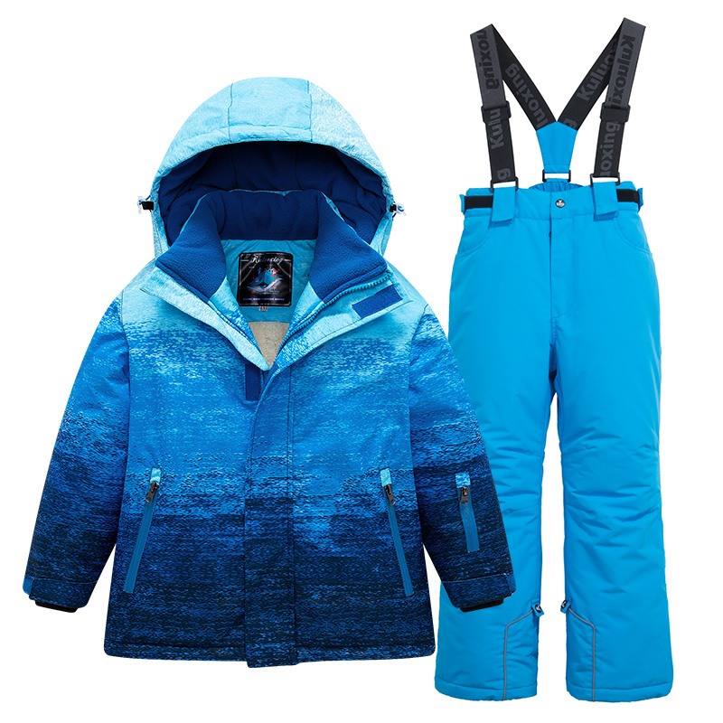 直销新品22儿童滑雪服套装男童女童E户外防水保暖加绒宝宝滑雪装