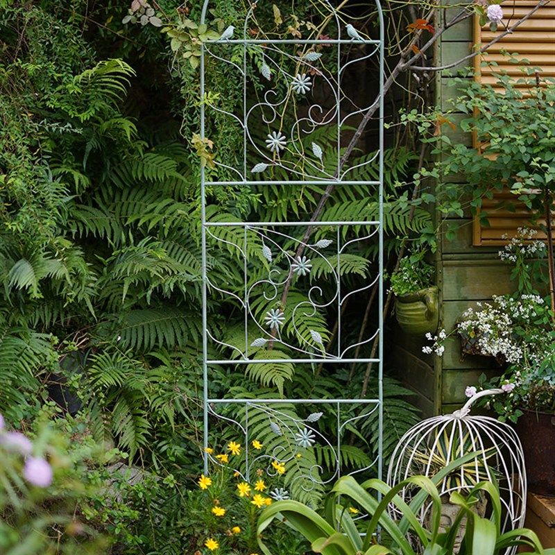 欧美式铁线莲植物爬藤花架铁艺网格屏风超高支架r欧式户外庭院园