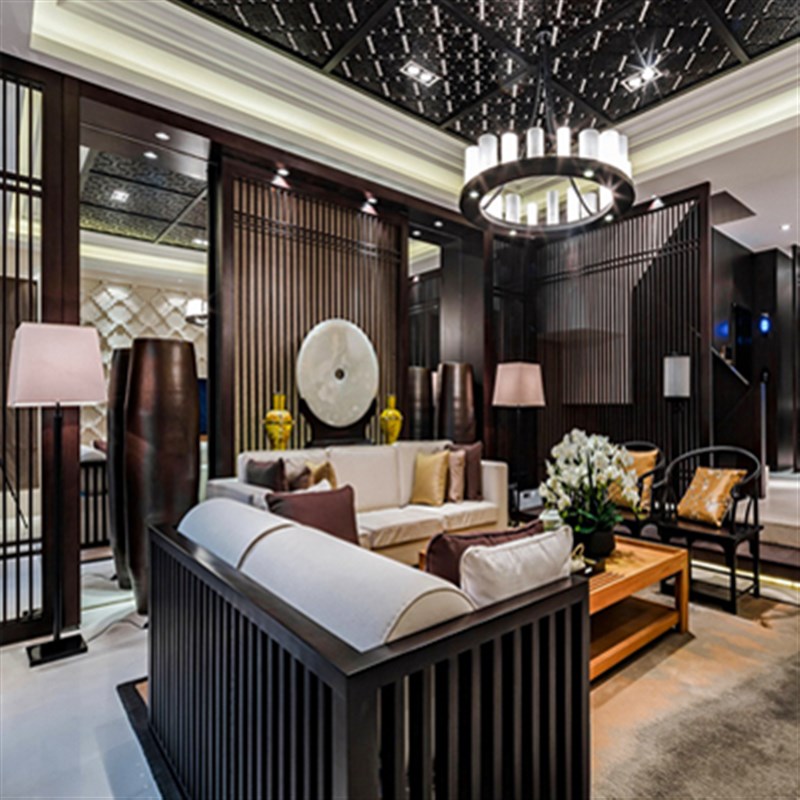 现代新中式d别墅样板房实景效果图 家居装修室内设计参考资料