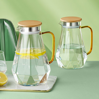 冷水壶玻璃耐热高温家用夏季凉水瓶泡茶壶套装大容量冰箱白开水杯