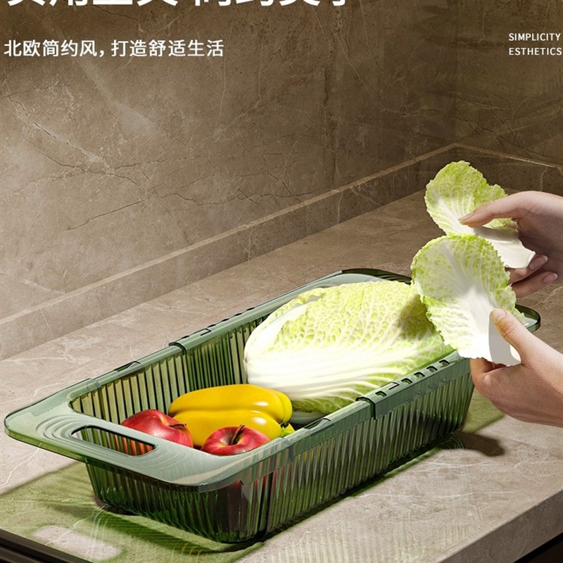 家用厨房长方形伸缩水槽沥水架水池沥水篮洗菜盆碗碟收纳置物架