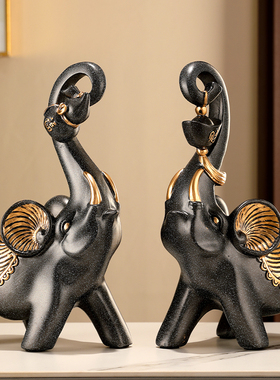 财福大象摆件创意情侣对象轻奢高档家居客厅电视柜玄关新家装饰品