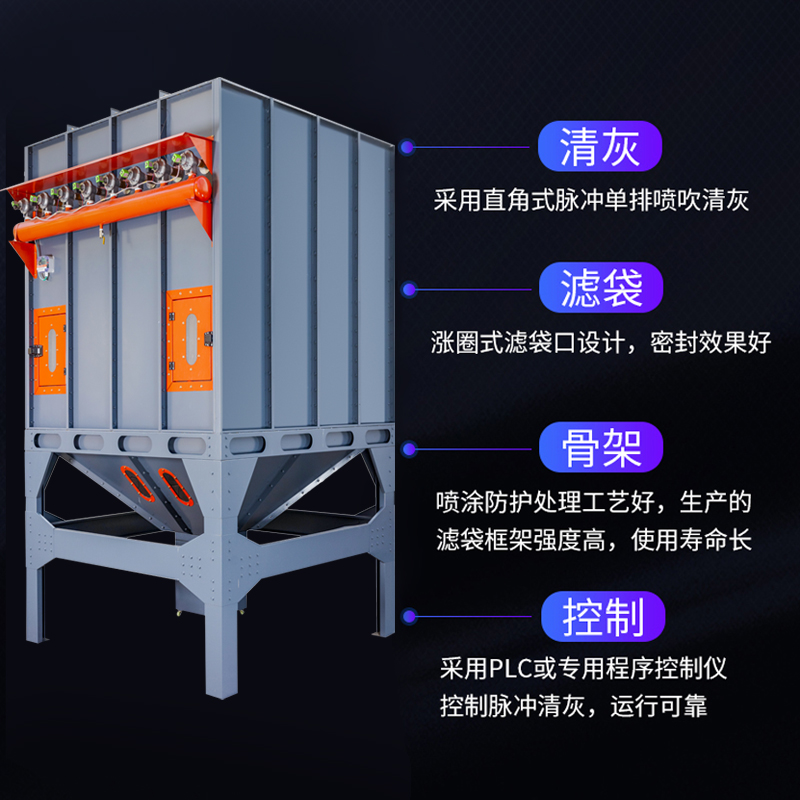 推荐脉冲式工业布袋除尘器车间施工粉尘收集滤筒废气处理环保净化