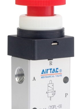 亚德客气动机械阀CM3PL08R/CM3PL06R旋转停驻按钮型手动阀开关