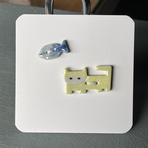 长3.1cm八百个心眼子小猫咪鱼手工陶瓷纽扣艺术扣子布艺服饰配件