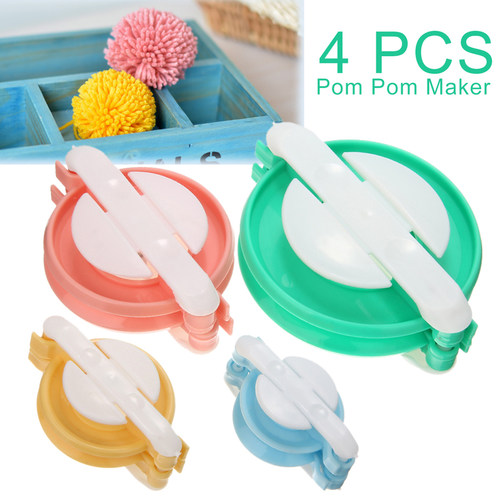 热销4pcs 4 Sizes Pom Pom Maker Kit DIY  Plastic Fluff  Weave