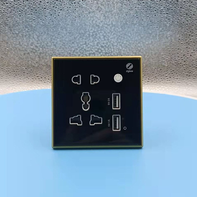 涂鸦智能ZigBee远程定时语音控制五孔玻璃面板插座86WWifi金属边